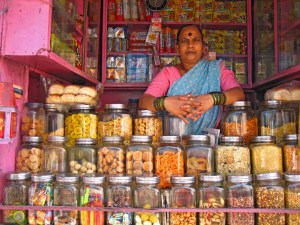 A small roadside-stall near the Worli village fish market in Mumbai. What happens to these kind of shops in future?Photo Credit: Stall in pink by Meena Kadri, CC BY 2.0